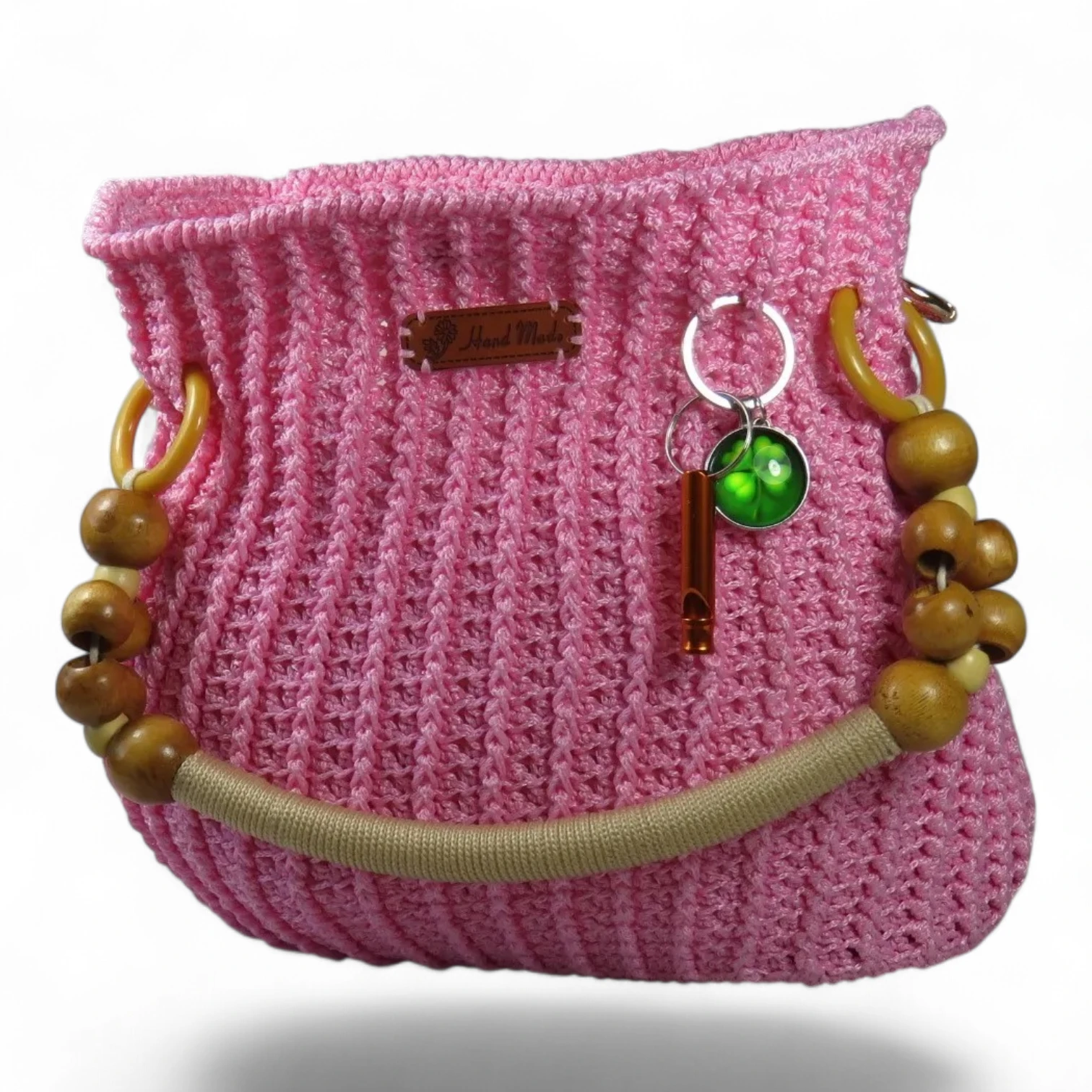 Sakura Whisper – Handgehäkelte Schulter- & Handtasche mit Holzgriffen